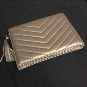 Vintage Neiman Marcus Brand Clutch Purse With Quilted Chevron Design